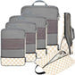 4 Set/6 Set/8 Set Compression Packing Cubes Travel Accessories Expandable Packing Organizers (Half Mesh, 6-Khaki Checkered) (6 Count)