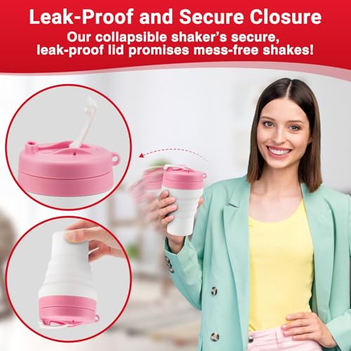 Protein Shaker Bottle Pink Collapsible
