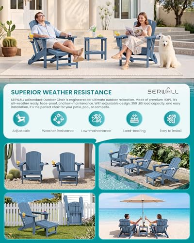 HDPE Folding Adjustable Adirondack Chair with Footrest