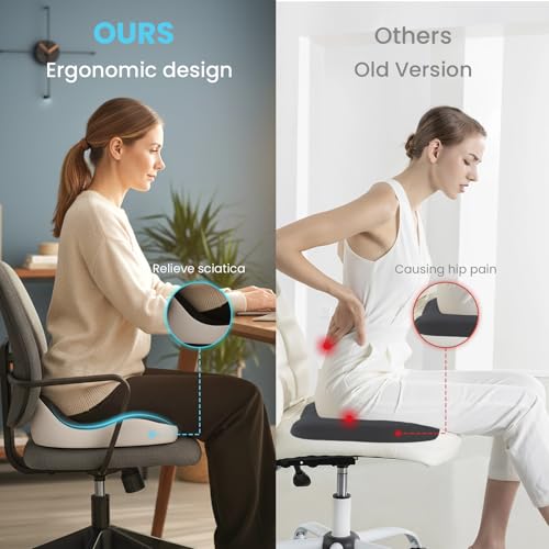 Seat Cushion Memory Foam for Sit Bone and Back Pain Relief