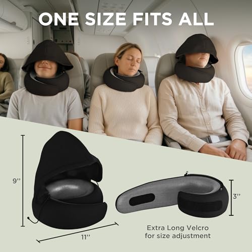 Travel Pillow Neck Pillow with Hood for Airplane Sleeping