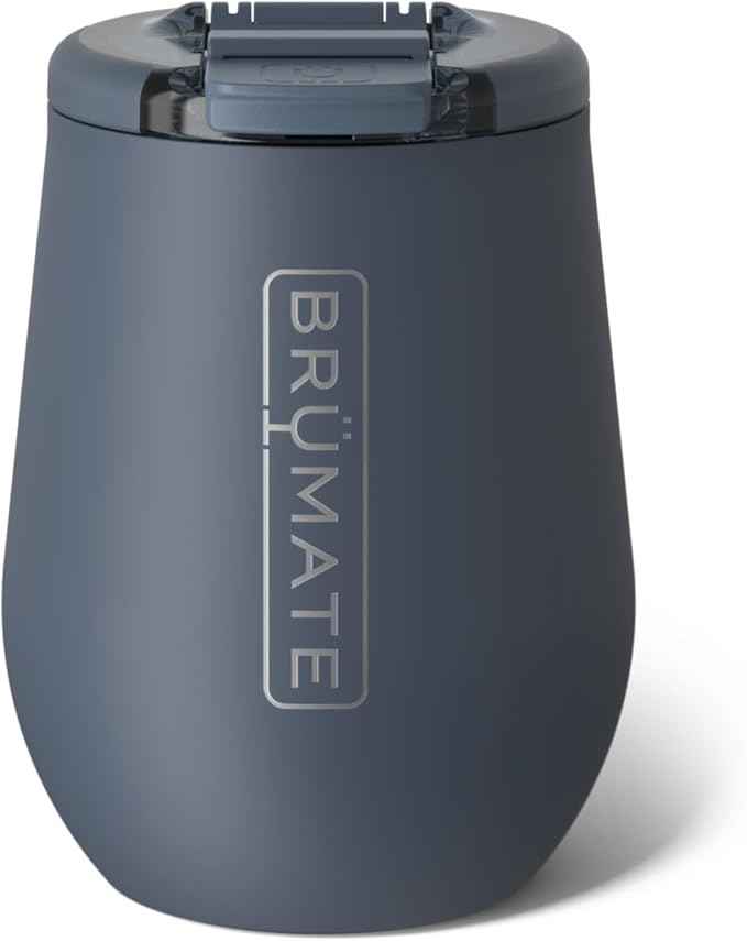 BrüMate Uncork'd 14oz 100% Leakproof Insulated Wine Tumbler | Locking Lid | Insulated Stainless Steel Wine Glass | Perfect For Travel & Outdoors | BPA-Free (Nightfall Blue)