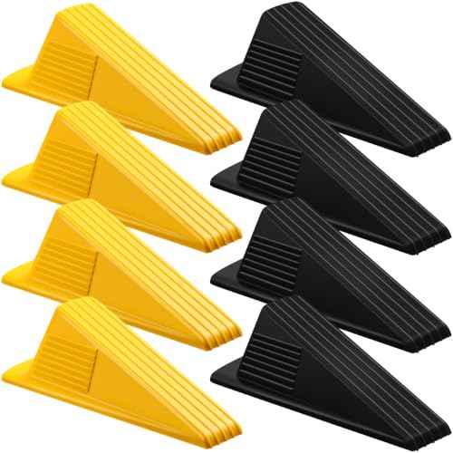 8 Pcs Heavy Duty Rubber Door Stops Wedge Stackable (8 Count)