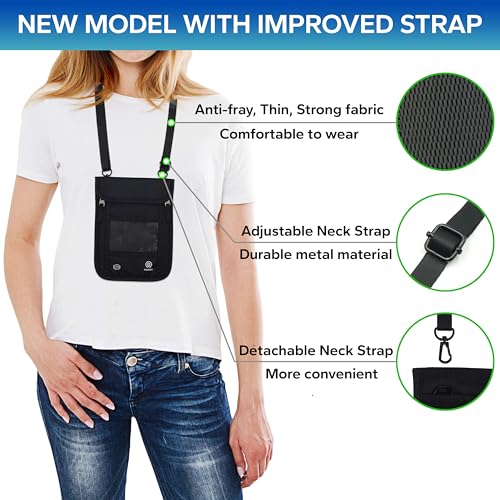 Neck Wallet Travel Pouch and RFID Blocking Passport Holder for Women and Men