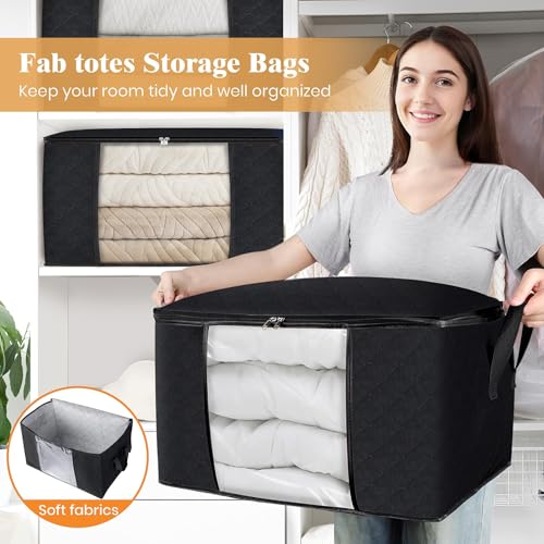 10 Pack Storage Bags for Clothes Blanket Storage Bins with Lids (10 Count)