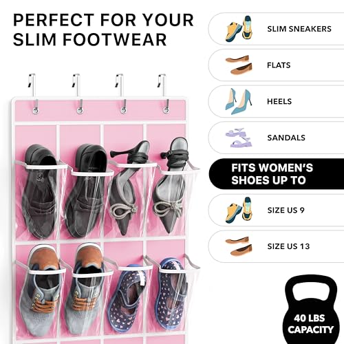24 Pockets Clear Over the Door Shoe Organizer