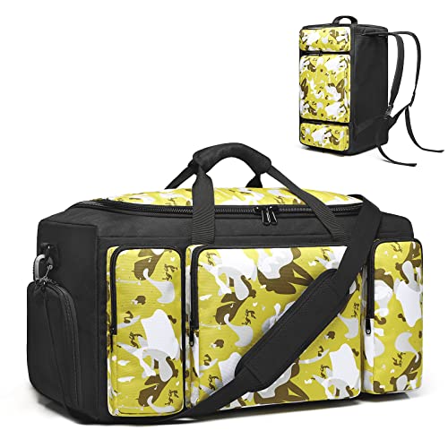 4 Way Gym Bags for Men Gym Duffle Bag Sports Duffle Bag Backpack with Shoe Compartment & Wet Pocket