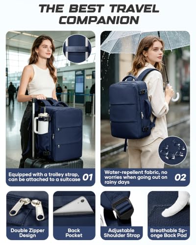 Travel Backpack for Women Men with Compression Vacuum Storage Bag & Electric Pump