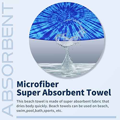 Microfiber Beach Towel Oversized 71x32 Multiple with Bag 4 Pack Bulk (4 Count)