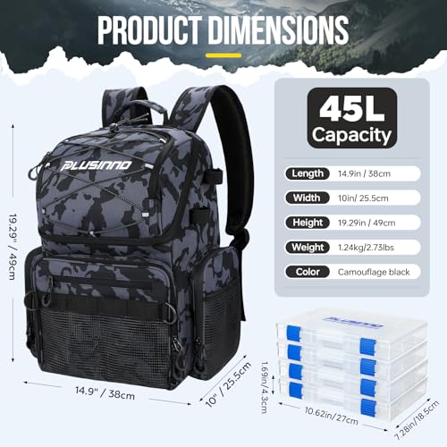 Fishing Backpack with 4 Tackle Boxes & Cooler