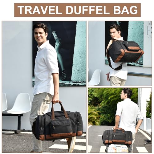 50L Canvas Duffle Bag for Travel Weekender Gym Overnight Carry