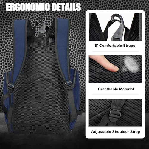 Large Basketball Backpack Sports Gym Bag with Ball Holder Ventilated Shoe Compartment Insulated Cooler Pockets Reflective Strips Fence Hook for Men Athletic Training