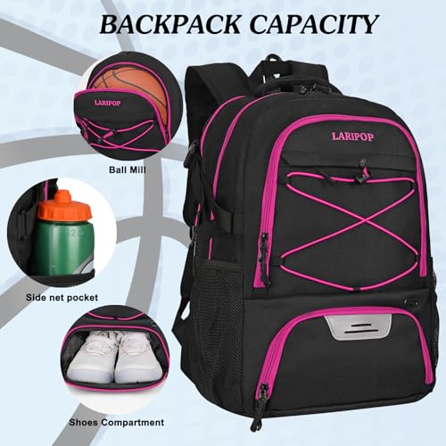 Basketball Backpack Large Sports Basketball Bag with Dedicated Ball Slot & Ventilated Shoe Compartment for Soccer Volleyball Gym Training Travel