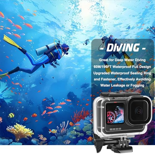 Compatible for Go Pro Hero 13 12 11 10 9 Black Waterproof Housing Case 60M