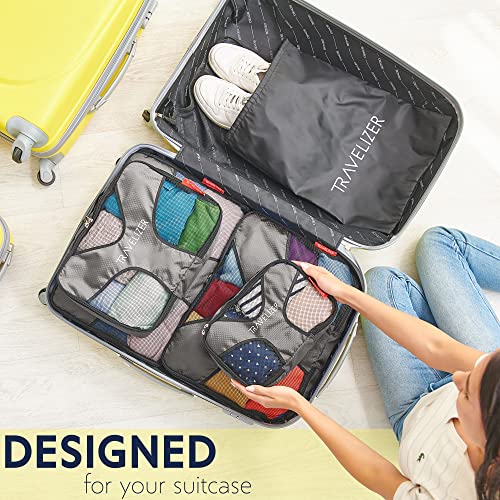Grey Travel Packing Cubes 5 pcs Luggage Organizer Set for Bag & Suitcase