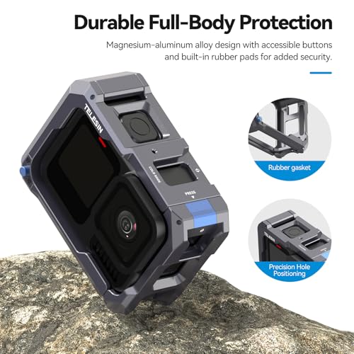 Upgraded Aluminum Alloy Cage Frame Housing for Go Pro 13 12 11 10 9 Black