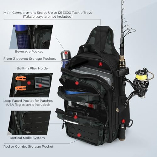 BlowBak Fishing Sling Bag With Rod Holder