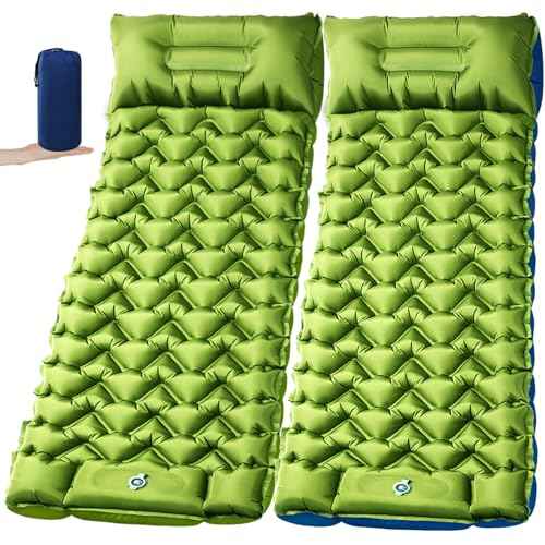 2 Pack 4 Inch Camping Sleeping Pads with Foot Pump and Pillow (2 Count)