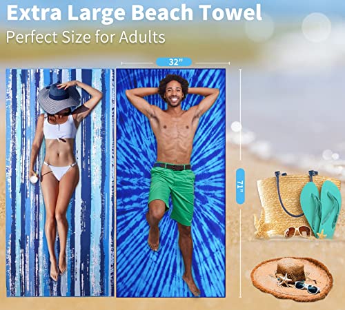 Microfiber Beach Towel Oversized 71x32 Multiple with Bag 6 Pack Bulk (6 Count)