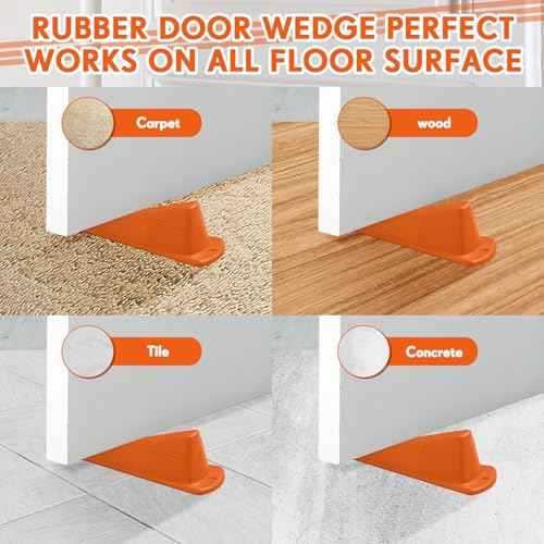 6 Pcs Heavy Duty Rubber Door Stops Wedge Stackable (6 Count)