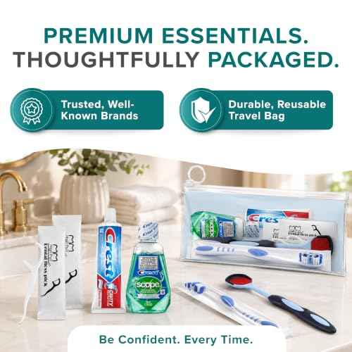 Travel Oral Care Kit with Premium Name Brand Toothbrush (6 Count)