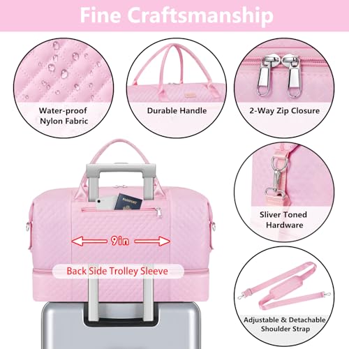 Weekender Bag for Women 21.5" Travel Duffel Large Carry On Bag 3PCS (3 Count)