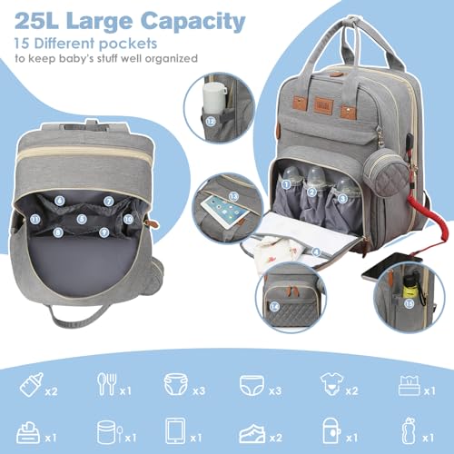 Large Diaper Bag Backpack with Changing Station