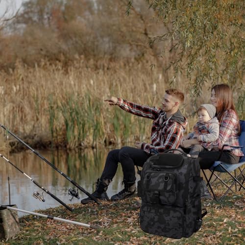 Fishing Backpack with Rod Holders 4 Tackle Boxes