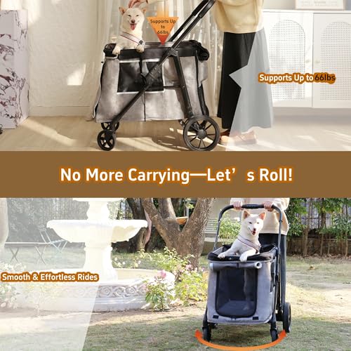 Medium Dog Stroller for Small to Large Dogs 4 Wheels Multi Pet Stroller for 4 Dogs Holds Up to 40lbs