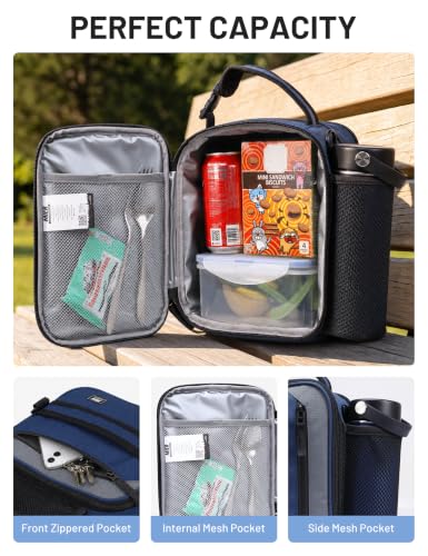 Expandable Small Lunch Box for Men Women Kids to Work School Navy