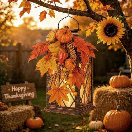 Fall Solar Lanterns Outdoor Waterproof