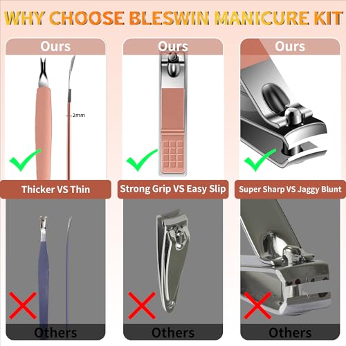 Manicure Set 16Pcs Professional Stainless Steel Pedicure Kit Mens Grooming Kit Fingernail & Toenail Clippers Set Manicure Kit with Luxurious Travel Bag (7.7603 Ounce)