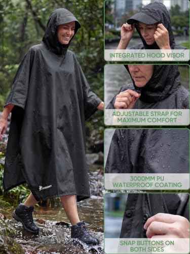 Hooded Rain Poncho for Adults