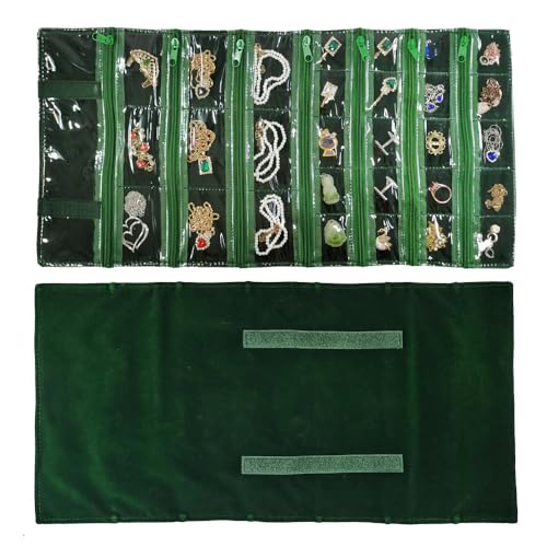Travel Jewelry Roll Bag Portable Organizer Pouch With Grids&PVC Cover Storage Bags for Necklace