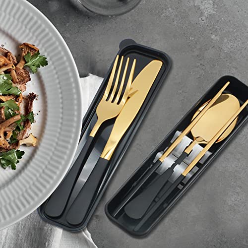 Black Portable Flatware Cutlery Set