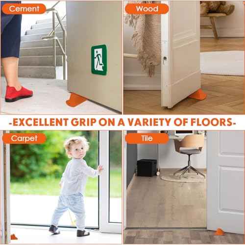 4 Pcs Heavy Duty Rubber Door Stops Wedge Stackable (4 Count)