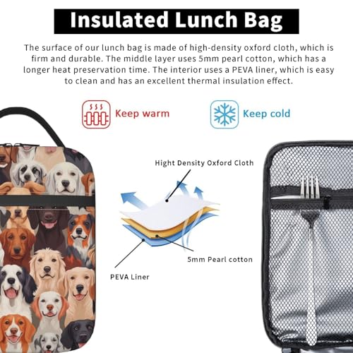 Dog Insulated Lunch Box for Women Men Dog Lunch Bag for Travel
