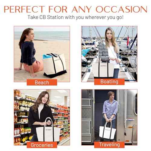 Medium Classic Personalized Monogram Canvas Tote Bag for Women