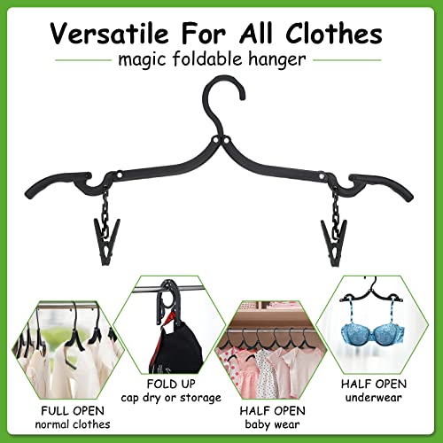 24 Pieces Folding Travel Hangers Foldable with Clips Portable Collapsible Coat Hanger Travel Drying Rack for Clothes