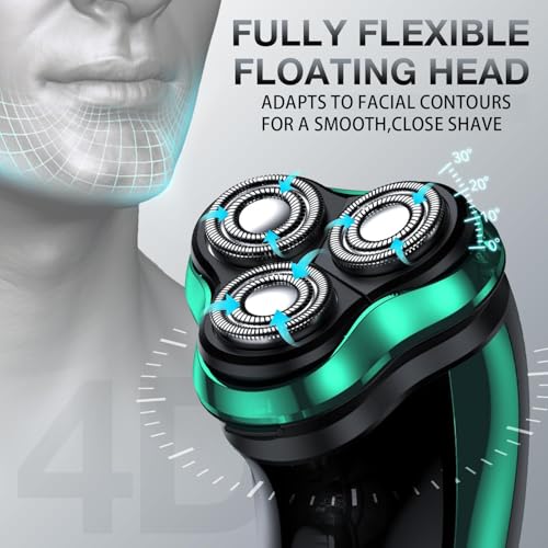 Electric Razor for Men Cordless Rotary Shaver Wet Dry with Trimmer