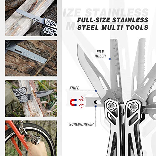 Multitool, 21-in-1 Stainless Steel Pocket Knife with Screwdriver Sleeve, Self-locking Pliers with Sheath-Perfect for Outdoor, Survival, Camping, Hiking, Simple Repair