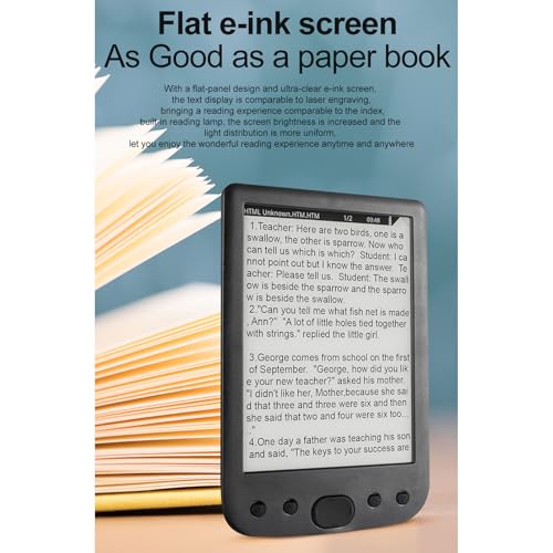 6 Inch E Reader Digital Reader Electronic Book Reader with 800x600 High Resolution Screen Multifunctional Navigation Buttons for PDF EPUB TXT DOC FB2 MOBI