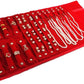 Velvet Travel Jewelry Case Roll Bag Organizer for Necklace Bracelet Earrings Ring (Black) (Red)