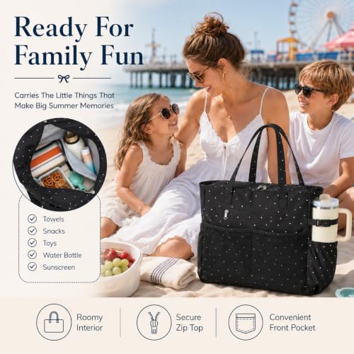 Waterproof Beach Tote Pool Bags for Women Ladies Extra Large Carry On Bag With Wet Compartment for Weekender Travel