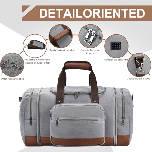 50L Canvas Duffle Bag for Travel Weekend Gym Overnight Carry