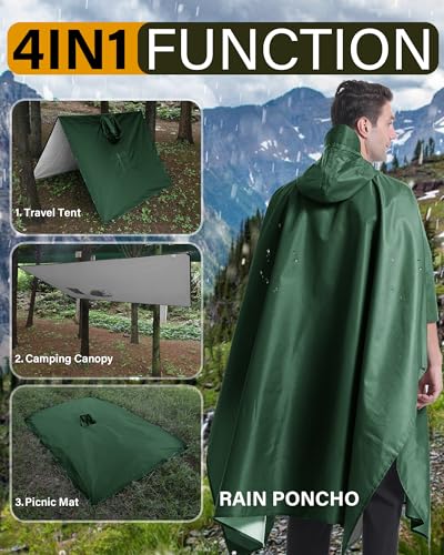 Hooded Rain Poncho Packable Waterproof Unisex Raincoat with Pocket