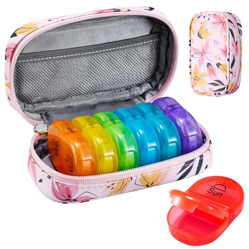 Weekly Travel Pill Organizer 2 Times a Day AM PM Rainbow Pill Box