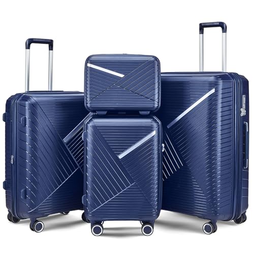 4 Piece Expandable Hardshell Pink Luggage Sets with Spinner Wheels (4 Count)