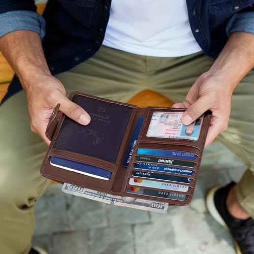 Polare Luxury RFID Blocking Leather Passport Holder Travel Wallet For Men and Women