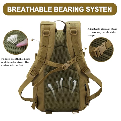 25L Hiking Backpack Small Tactical Backpack Daypack Camping Trekking Hunting Molle Pack for Men Women